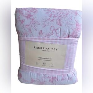 Laura Ashley Pink Bow Floral Comforter Full/Queen viral HTF 3 pc set